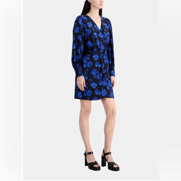 NWT 526.00 The Kooples Printed Silk Wrap Floral Dress Size (1) SMALL - Picture 2 of 5